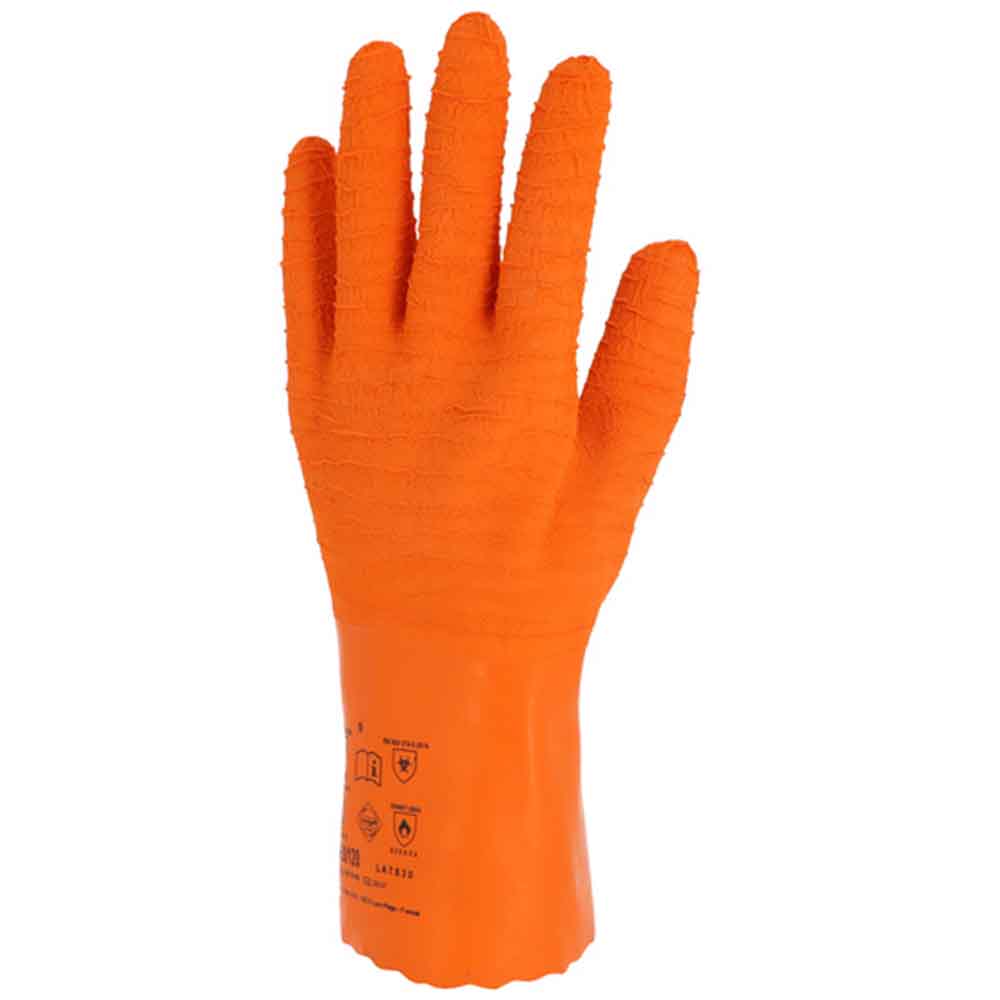 Gants De Protection Chimique Stronghand - PVC Rouge - Taille S - Longueur 45cm - EN 388